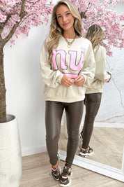 NY OVERSIED SWEATER - Beige