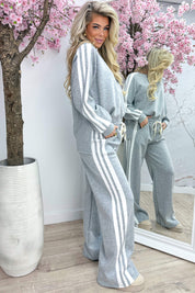 Striped comfy co-ord - Lt. grijs