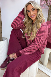 Iconic club striped trui - Bordeaux