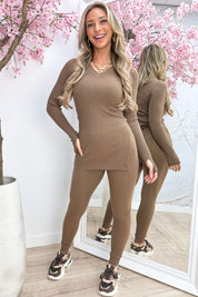 Ribbed comfy co-ord - Bruin
