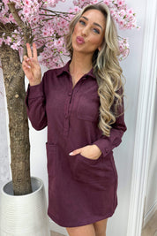 Suede look blouse dress - Bordeaux