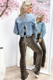 Cropped denim bow topje - Jeans blue
