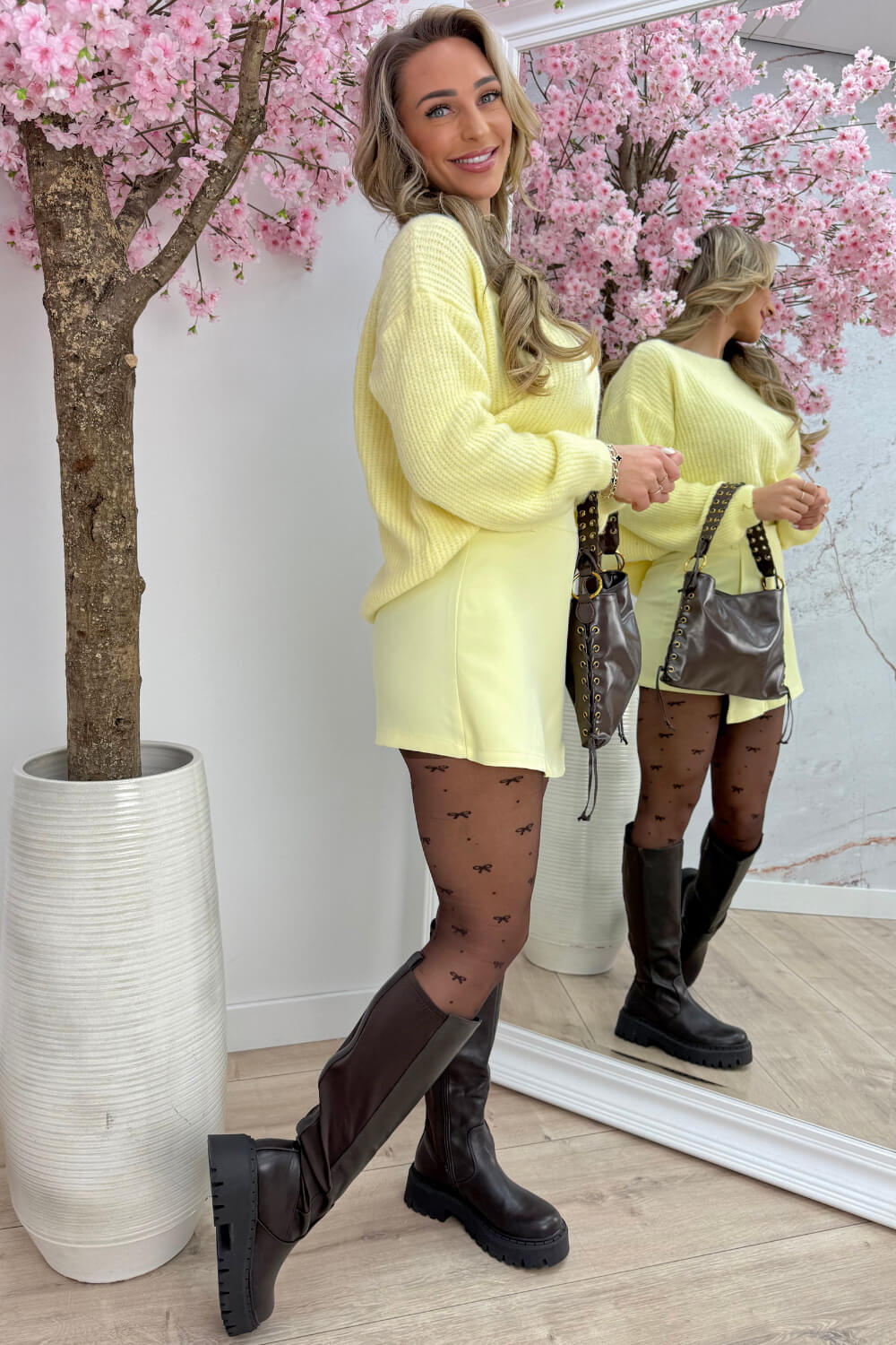 Cozy knitted trui - Geel