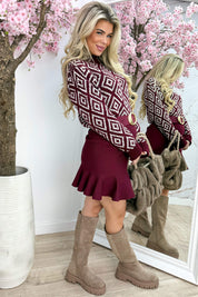 Aztec paillet trui - Bordeaux