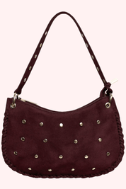 Suede studded bag (Echt leer) - Bordeaux