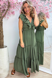 Malibu ruffle dress - Army