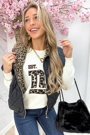 Reversible leopard bodywarmer - Zwart