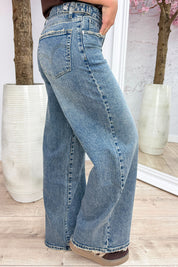Adjustable wide leg jeans 2.0 (Queen Hearts) - Jeans blue