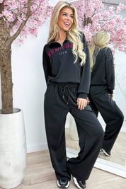 New york zipper comfy co-ord - Zwart