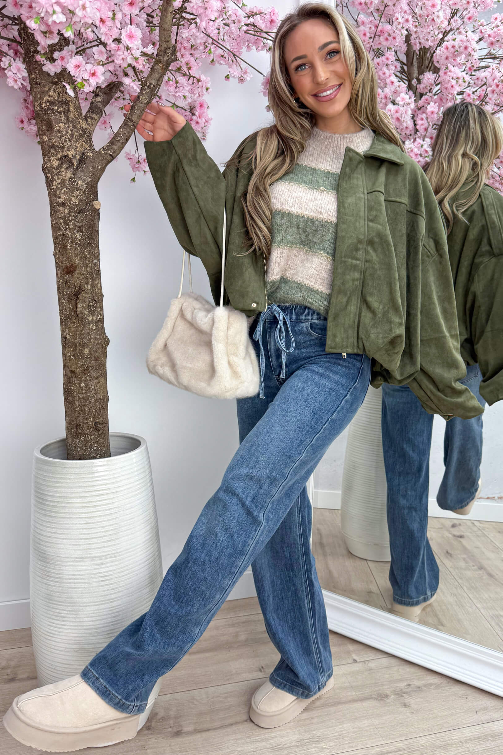 Autumn feelings suede look bomber - Army