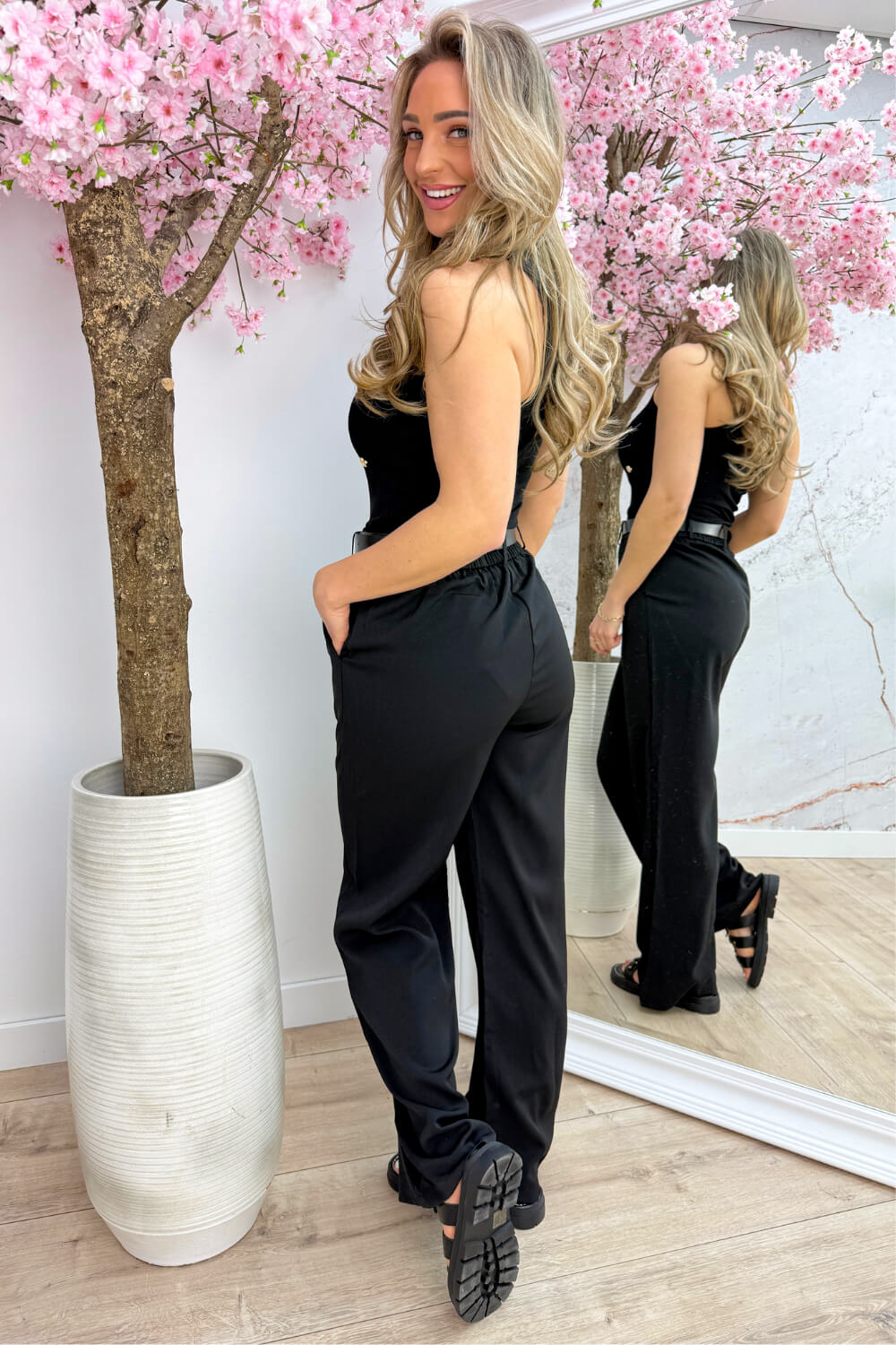 Gold hearts singlet - Zwart