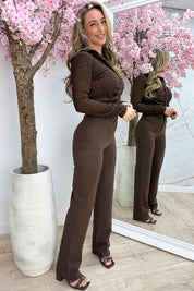 Festive draped blouse - Bruin