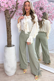 Diamond dazzle ruffle blouse - Geel