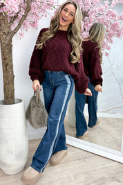 Feeling frosty cable trui - Bordeaux