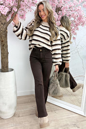 Frosty mornings stripe trui - Beige