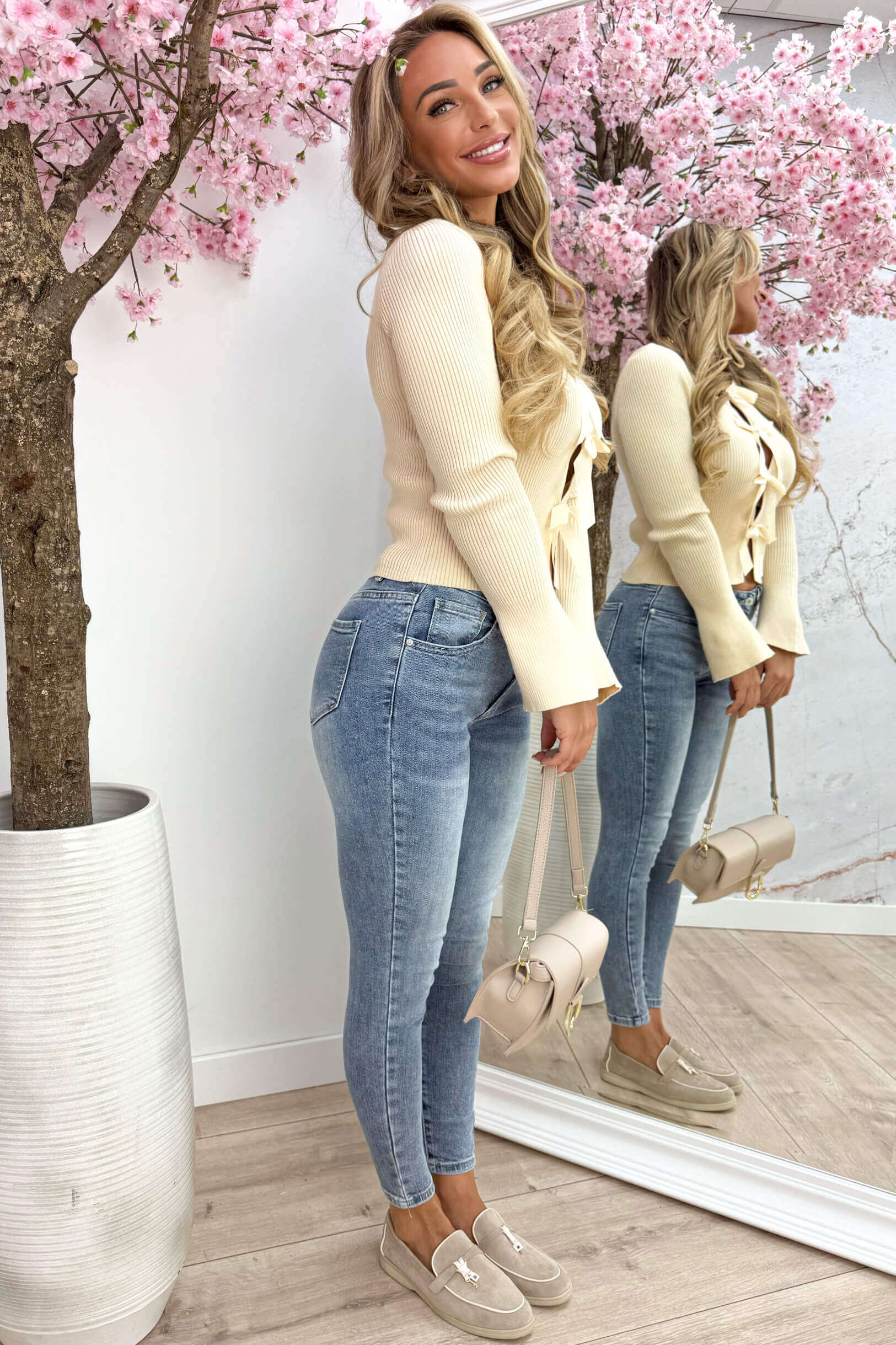 My sweet bows topje - Beige