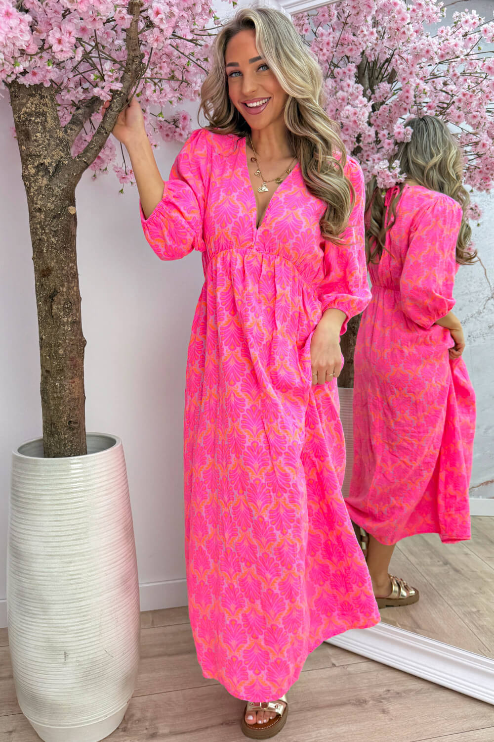 Seashell cotton dress - Roze