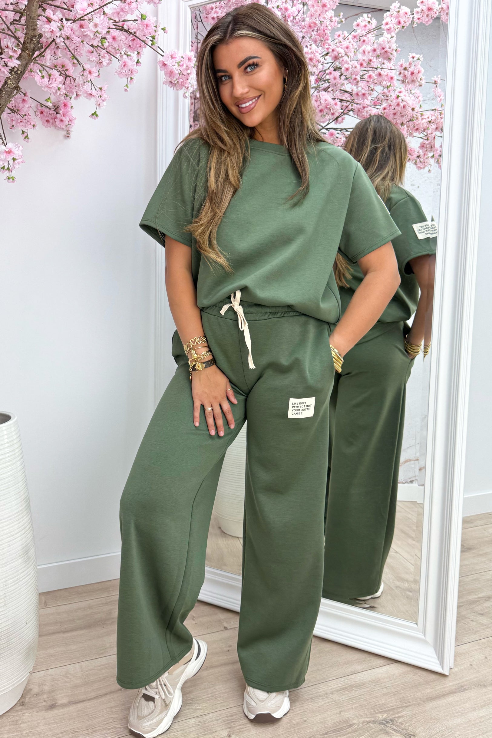 Perfect embleem comfy co-ord long - Army