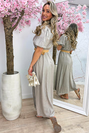 Monaco maxi dress (Incl. riem) - Taupe