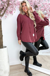 Perfect embleem stripe blouse - Bordeaux