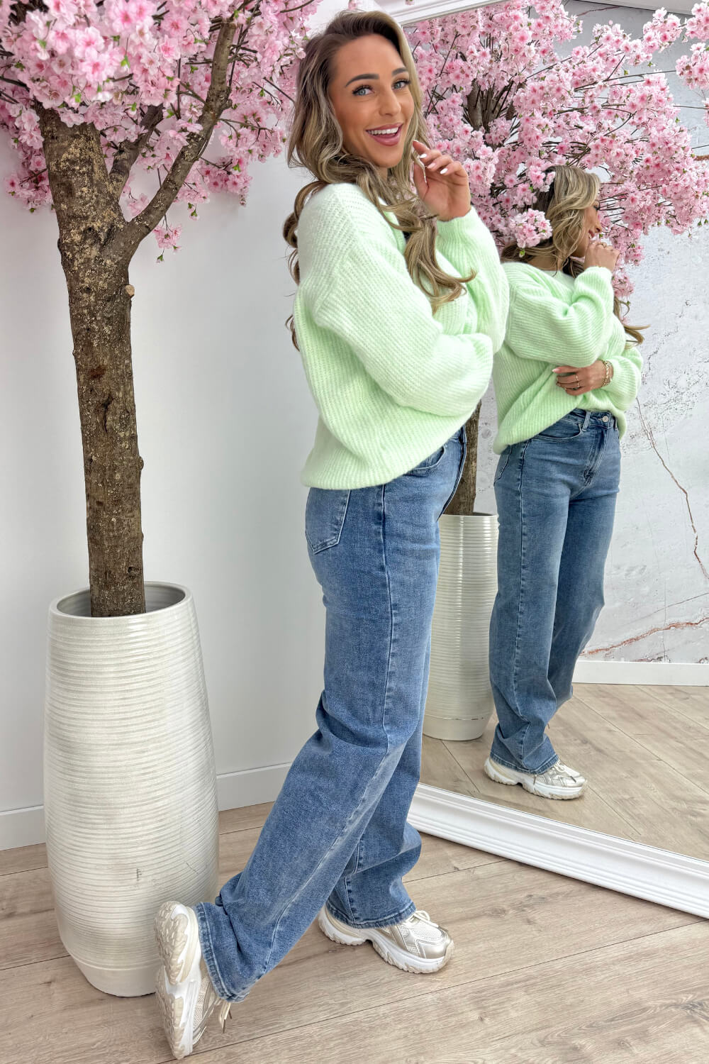 Cozy knitted trui - Mint