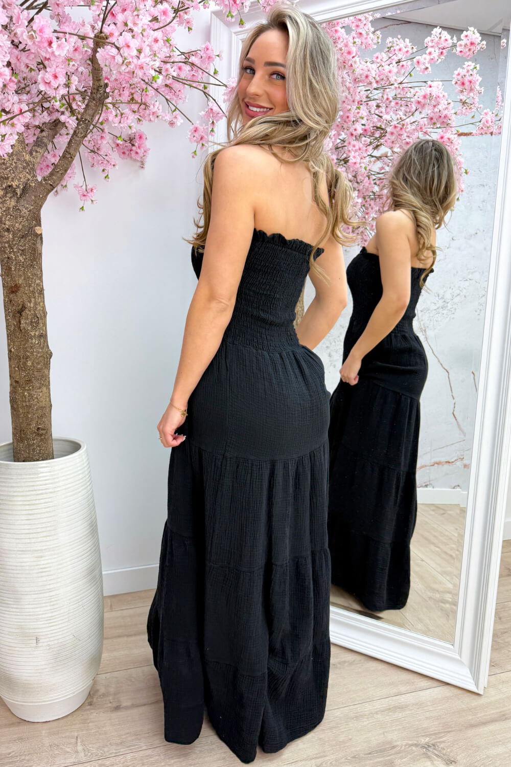 Valencia cotton dress - Zwart
