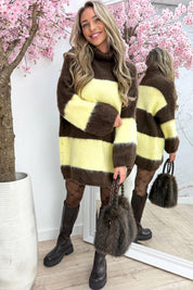 Soft and striped coll dress - Bruin