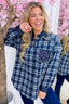 A little check a lot of sparkle blouse - Navy
