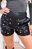 Studded up leather look shorts - Black