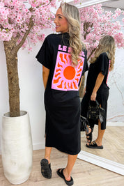 Le soleil T-shirt dress - Zwart