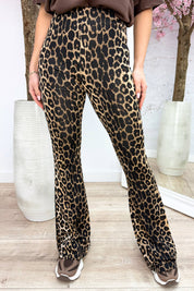 Leopard travel flair pants - Zwart