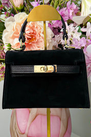 Suede inspired bag (Echt leer!) - Zwart
