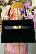 Suede inspired bag (Real leather!) - Black