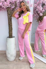 Bow comfy co-ord - Roze