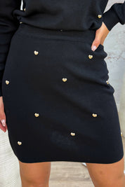 Gold hearts skirt - Zwart