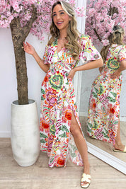 Tropicana maxi split dress - Wit