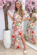 Tropicana maxi split dress - Wit
