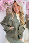 Trench meets leather look jacket - Army