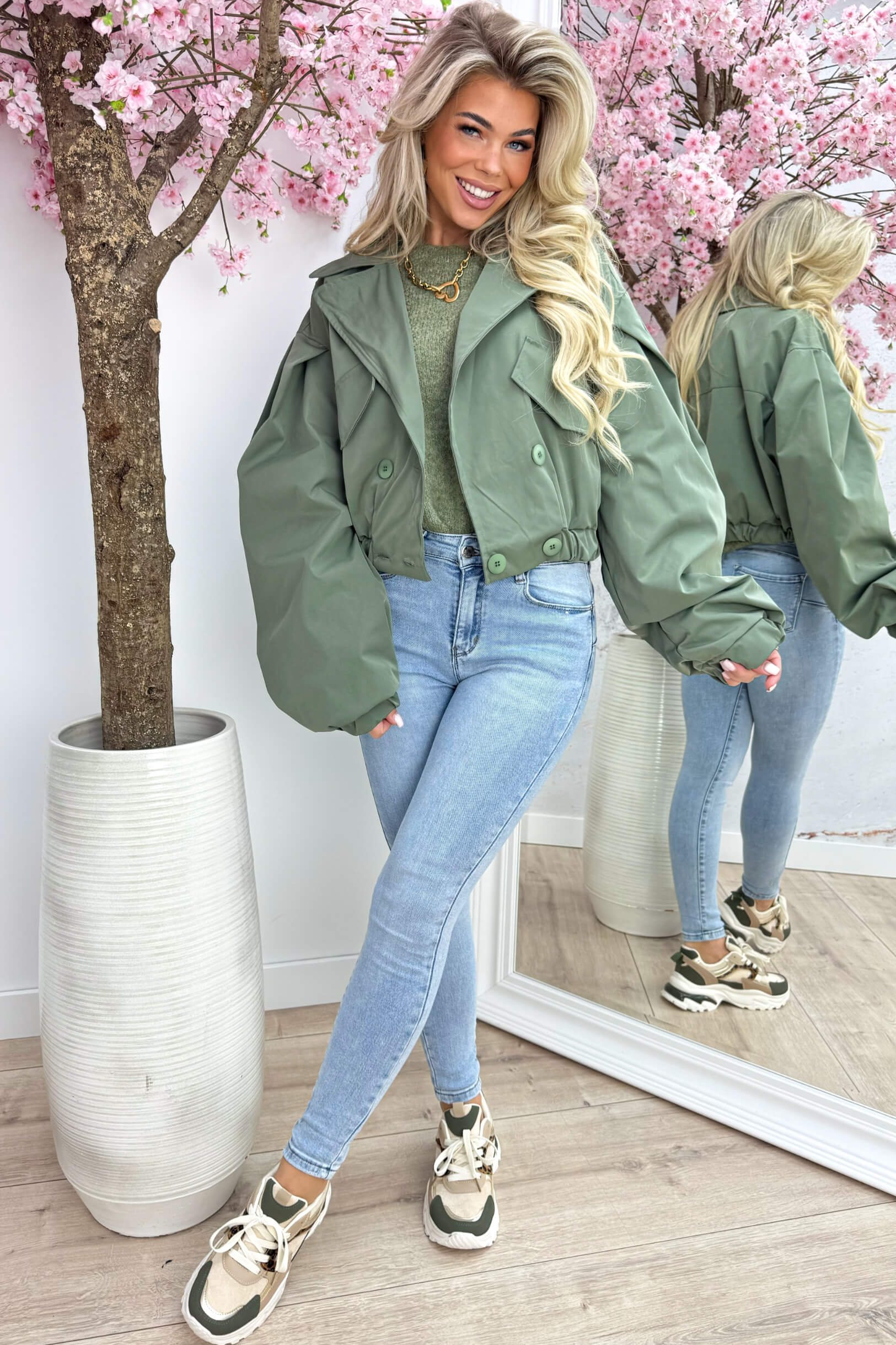 Trendy poffie trenchcoat - Army
