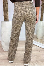 Leopard wide leg jeans - Taupe