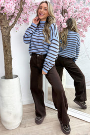 Stripe it up trui - Sky blue