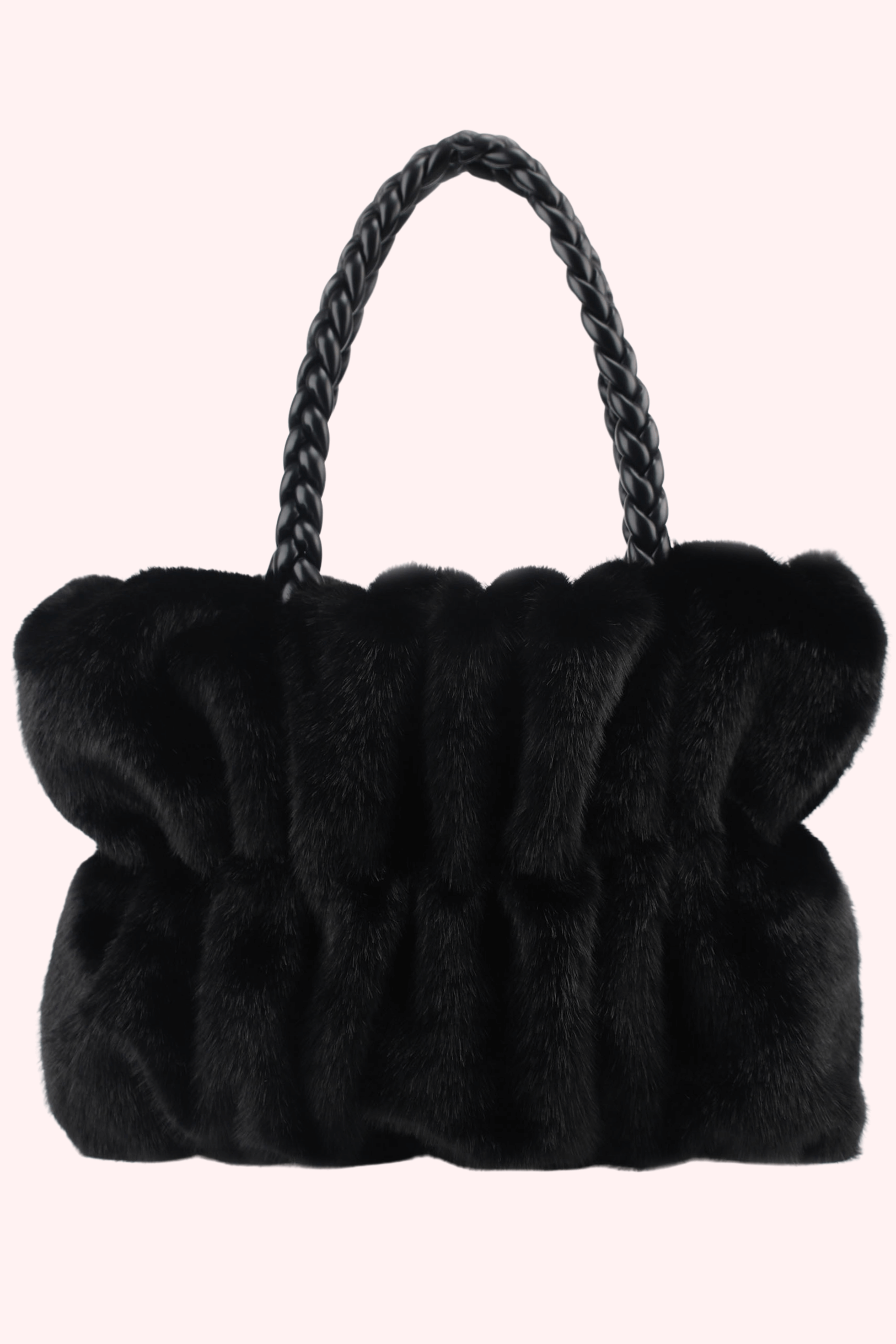 Braided fluffy bag - Zwart