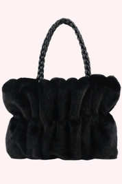 Braided fluffy bag - Zwart