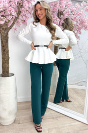 Peplum perfection topje (Incl. riem) - Wit