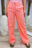 Striped straight leg jeans - Old pink