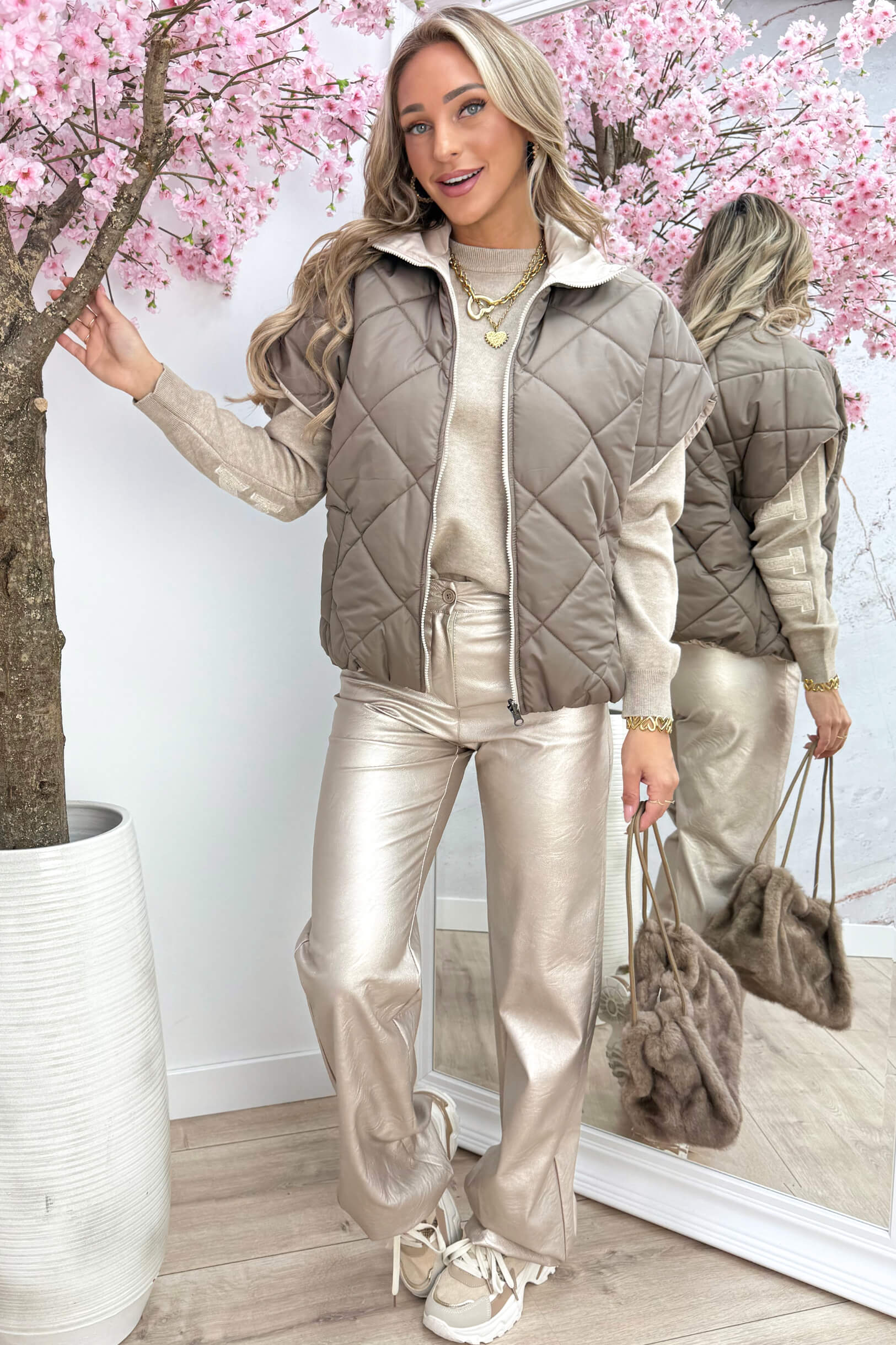 Reversible bodywarmer - Taupe