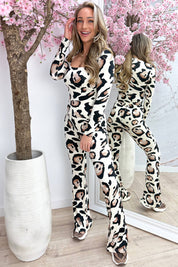 Big leopard squared travel topje - Bruin