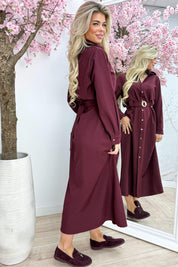 Golden detail maxi dress - Bordeaux