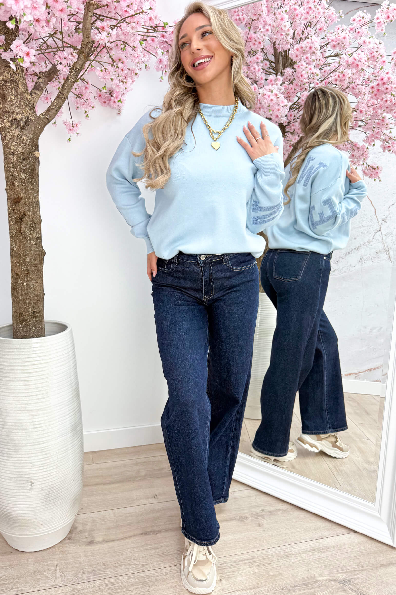 Soft new york tweed trui - Sky blue