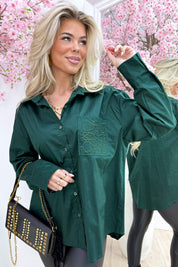 Loevy pocket blouse - Dk. groen